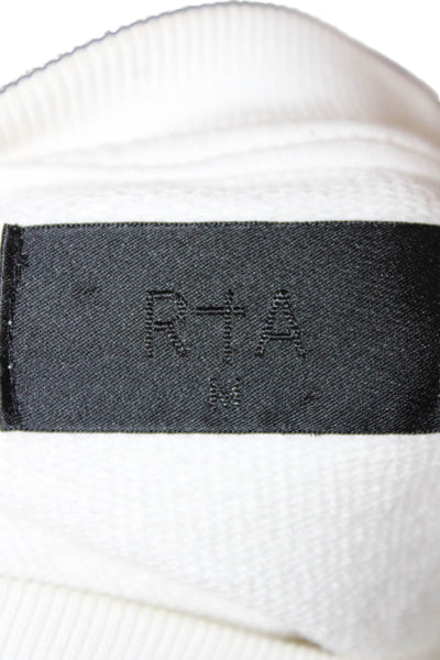 R+A Womens Cotton Crew Neck Pullover Sweater White Long Sleeve Size M