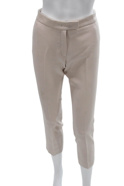 Joseph Women Cropped Pants Beige Polyester Hook & Eye Size 36