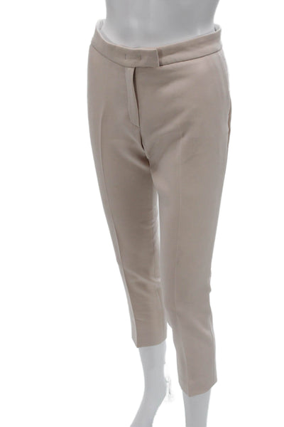 Joseph Women Cropped Pants Beige Polyester Hook & Eye Size 36