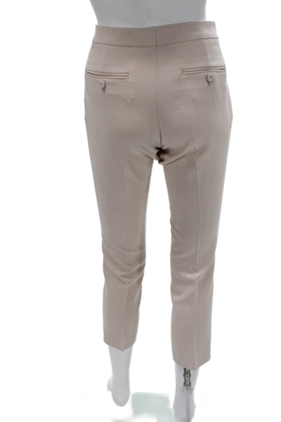 Joseph Women Cropped Pants Beige Polyester Hook & Eye Size 36