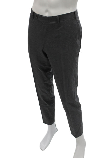 Canali Mens Dress Pants Gray Wool Blend Button Size 36