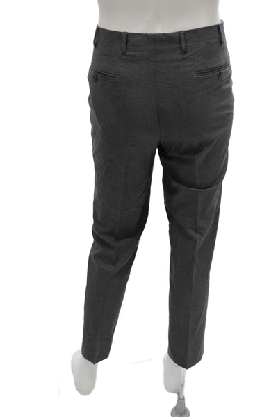 Canali Mens Dress Pants Gray Wool Blend Button Size 36