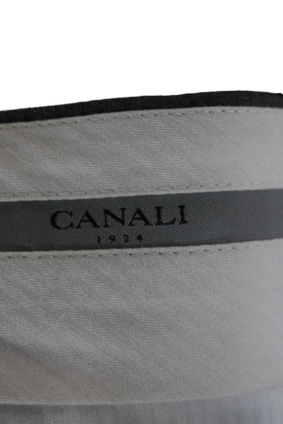 Canali Mens Dress Pants Gray Wool Blend Button Size 36