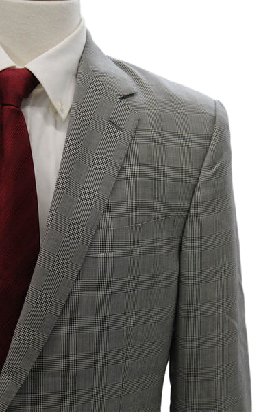 Ralph Lauren Black Label Mens Gray Plaid Wool Blazer Size 44