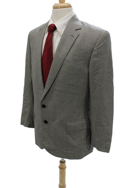 Ralph Lauren Black Label Mens Gray Plaid Wool Blazer Size 44