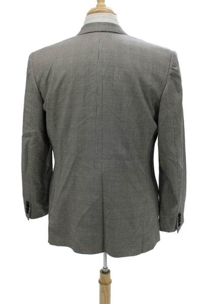Ralph Lauren Black Label Mens Gray Plaid Wool Blazer Size 44