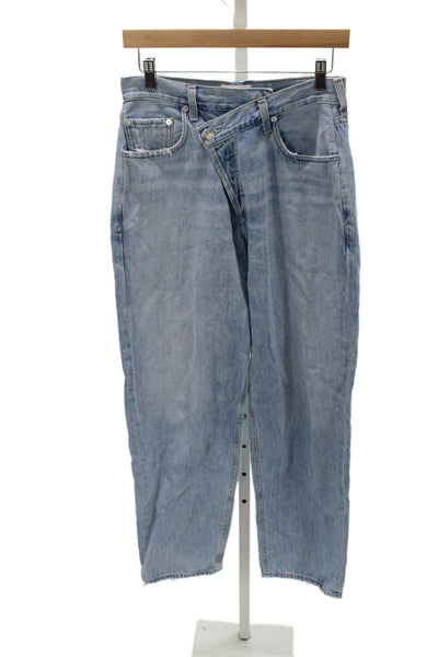 Agolde Womens Straight Jeans Blue High Rise Button Fly Size 28