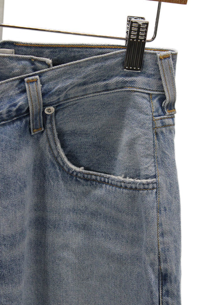 Agolde Womens Straight Jeans Blue High Rise Button Fly Size 28