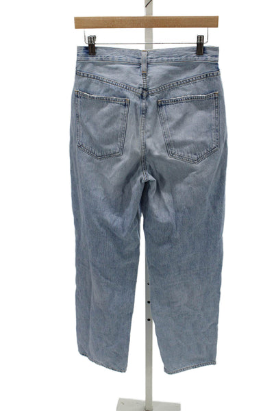 Agolde Womens Straight Jeans Blue High Rise Button Fly Size 28