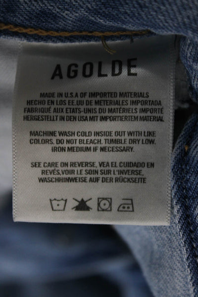 Agolde Womens Straight Jeans Blue High Rise Button Fly Size 28