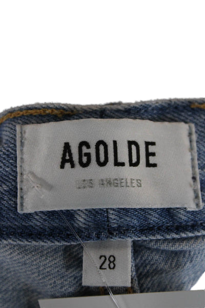 Agolde Womens Straight Jeans Blue High Rise Button Fly Size 28