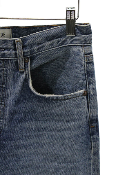 Agolde Women High Rise Straight Jeans Blue Button Size 25