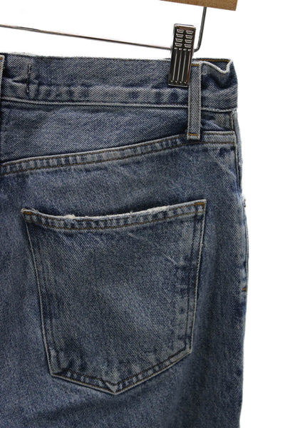 Agolde Women High Rise Straight Jeans Blue Button Size 25