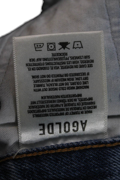 Agolde Women High Rise Straight Jeans Blue Button Size 25