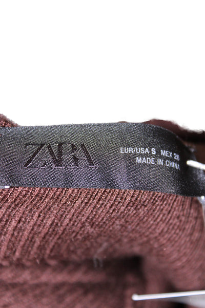 Zara Women Basic Tank Sleeveless Brown Scoop Neck Acrylic Solid Size S