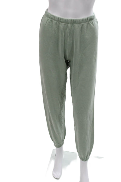 Riley Women Two Piece Lounge Set Green Cotton Crew Neck Long Sleeve Size XS