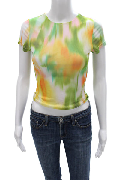 Tiger Mist Women Cropped Abstract Multicolor T-Shirt Size XS