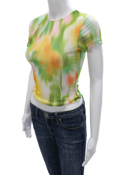 Tiger Mist Women Cropped Abstract Multicolor T-Shirt Size XS