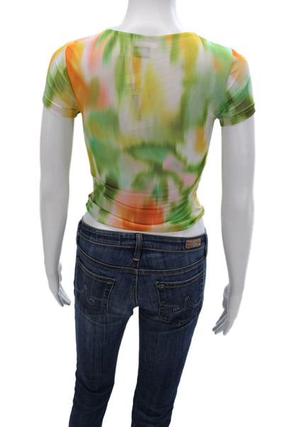 Tiger Mist Women Cropped Abstract Multicolor T-Shirt Size XS