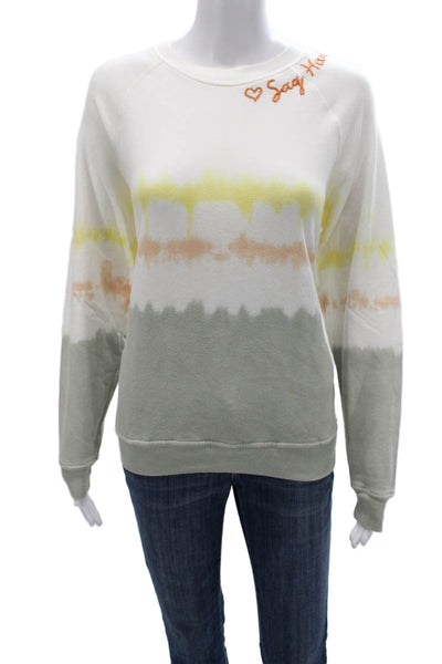 I.S.MB.S Womens White Tie Dye Pullover Sweatshirt Size S