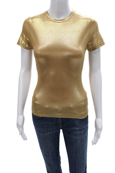 Skims Womens Basic Short Sleeve T-Shirt Gold Polyamide Round Neck Size S