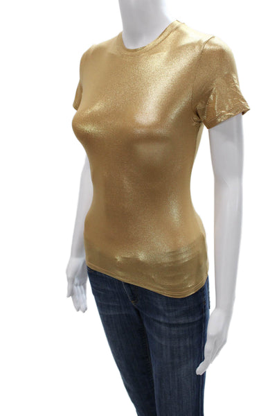 Skims Womens Basic Short Sleeve T-Shirt Gold Polyamide Round Neck Size S