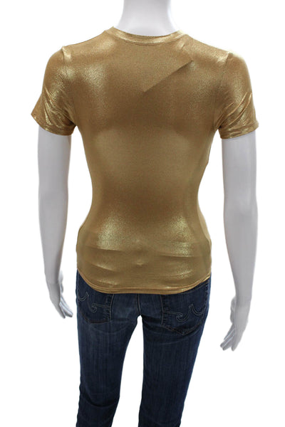 Skims Womens Basic Short Sleeve T-Shirt Gold Polyamide Round Neck Size S