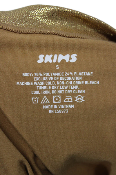 Skims Womens Basic Short Sleeve T-Shirt Gold Polyamide Round Neck Size S