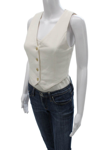Wilfred Womens White V-Neck Sleeveless Polyester Button Vest Size 0