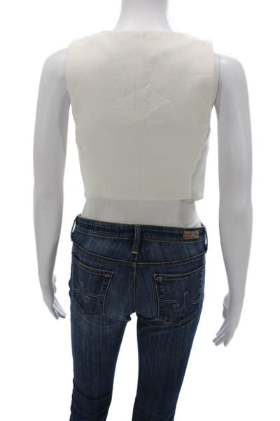 Wilfred Womens White V-Neck Sleeveless Polyester Button Vest Size 0