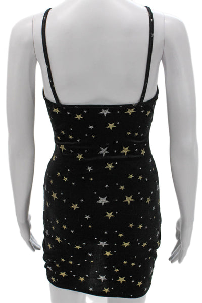 By The Way Womens Bodycon V-Neck Sleeveless Black Star Mini Dress Size 2XS