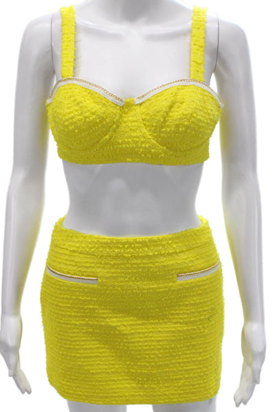 Assignment Women Two Piece Set Yellow Sweetheart Neckline Sleeveless Size S