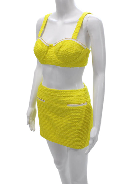 Assignment Women Two Piece Set Yellow Sweetheart Neckline Sleeveless Size S
