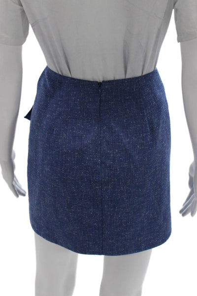 Lovers + Friends Womens Blue Plaid Wrap Mini Skirt Polyester Zip Size XS