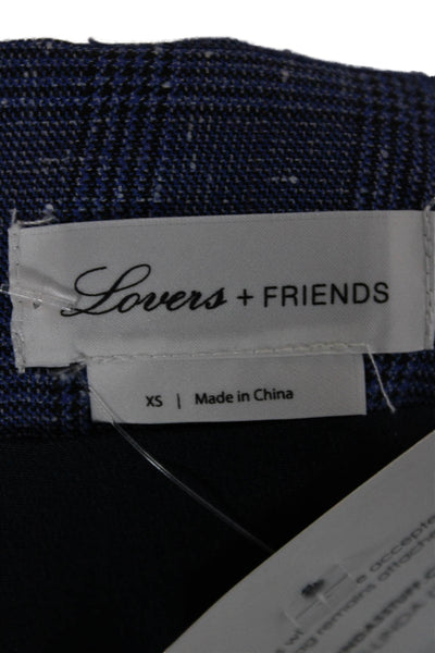 Lovers + Friends Womens Blue Plaid Wrap Mini Skirt Polyester Zip Size XS