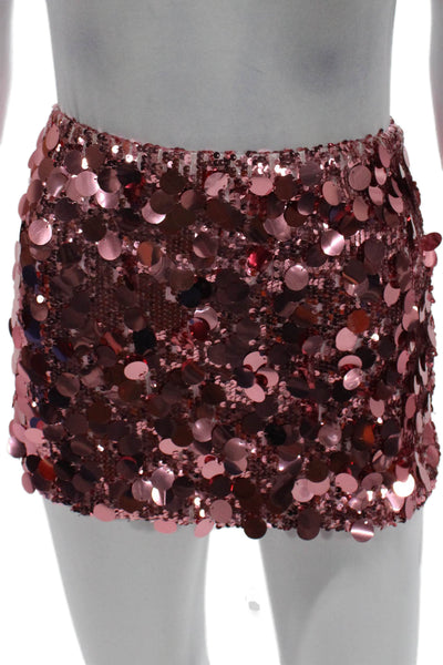 Edikted Women Pink Mini Skirt Zip Closure Polyester Spandex Size S