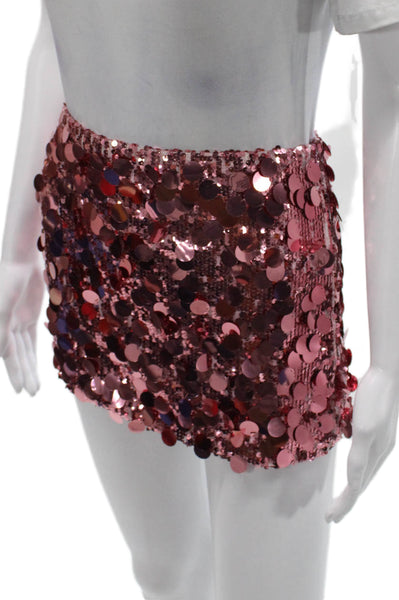 Edikted Women Pink Mini Skirt Zip Closure Polyester Spandex Size S