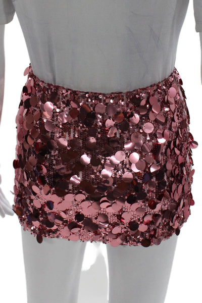 Edikted Women Pink Mini Skirt Zip Closure Polyester Spandex Size S