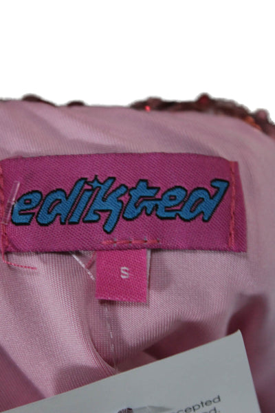 Edikted Women Pink Mini Skirt Zip Closure Polyester Spandex Size S