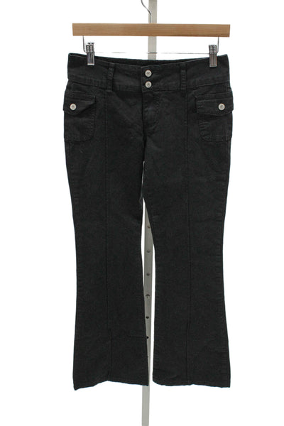 J. Galt Women Black Cotton Cargo Pants High Rise Button Inseam 30 Size S