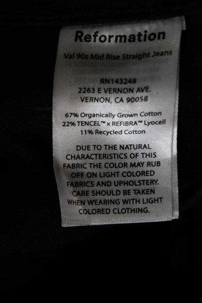 Reformation Womens Straight Black High Rise Jeans Cotton Blend Size 24
