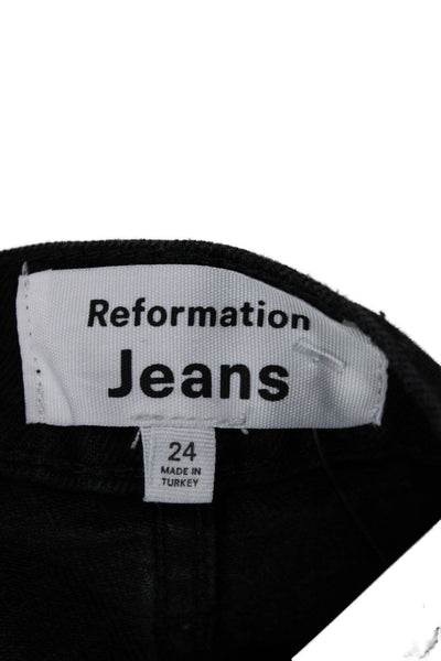 Reformation Womens Straight Black High Rise Jeans Cotton Blend Size 24
