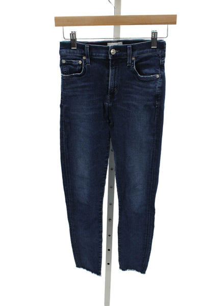 Agolde Womens Cropped High Rise Blue Jeans Button Closure Size 25