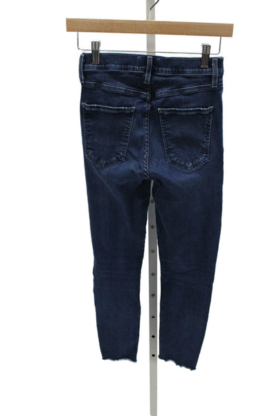Agolde Womens Cropped High Rise Blue Jeans Button Closure Size 25