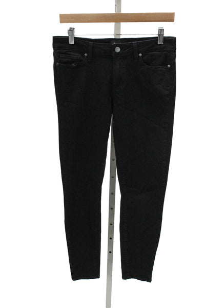 Paige Womens Skinny Jeans Black Rayon High Rise Button Fly Size 30
