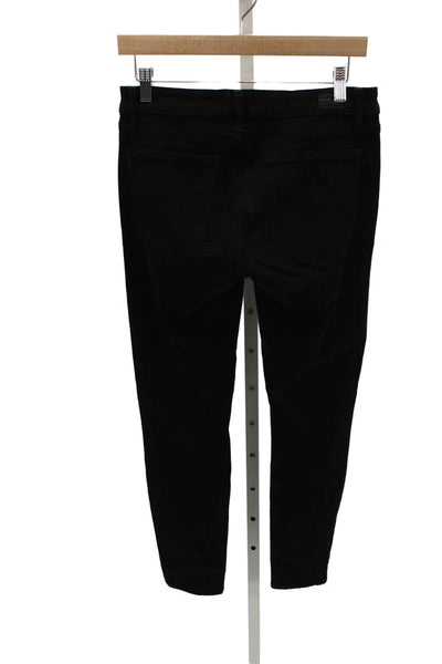 Paige Womens Skinny Jeans Black Rayon High Rise Button Fly Size 30