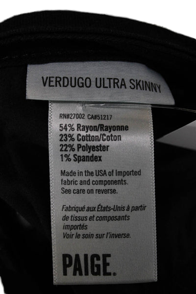Paige Womens Skinny Jeans Black Rayon High Rise Button Fly Size 30