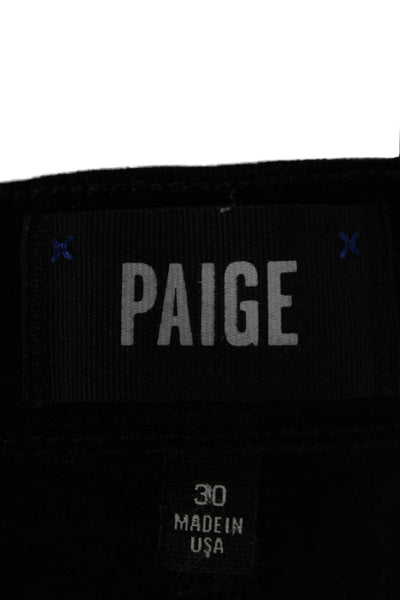Paige Womens Skinny Jeans Black Rayon High Rise Button Fly Size 30