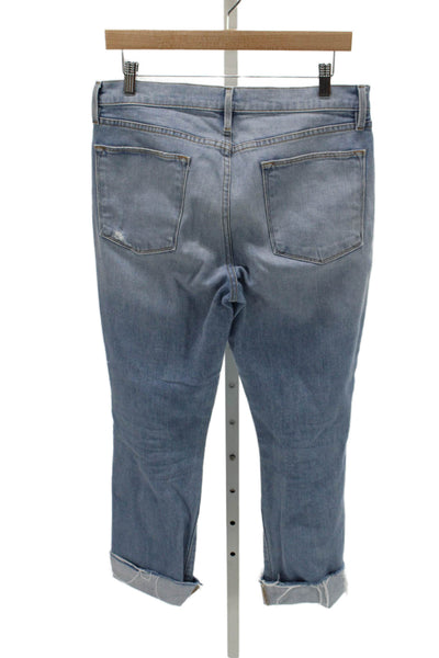 Frame Women Boyfriend Jeans High Rise Blue Cotton Blend Size 30