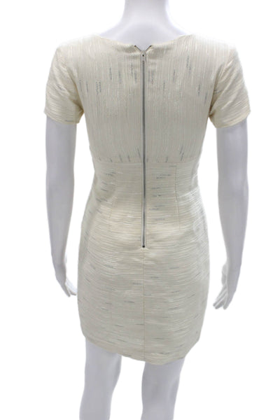 Zoe LTD Womens Ivory Sheath Dress Short Sleeve Above Knee Zip Size S